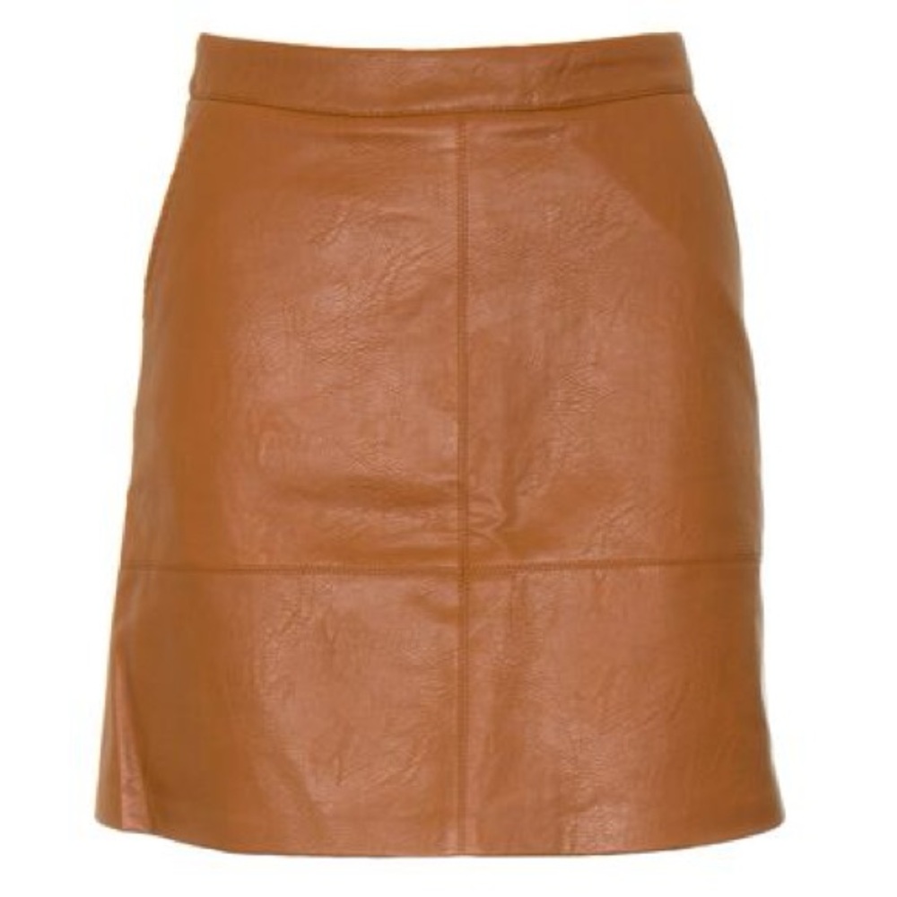 ONLY Lisa Faux Leather Mini Skirt CC OTW Glazed Ginger Camel Brown Tan Medium